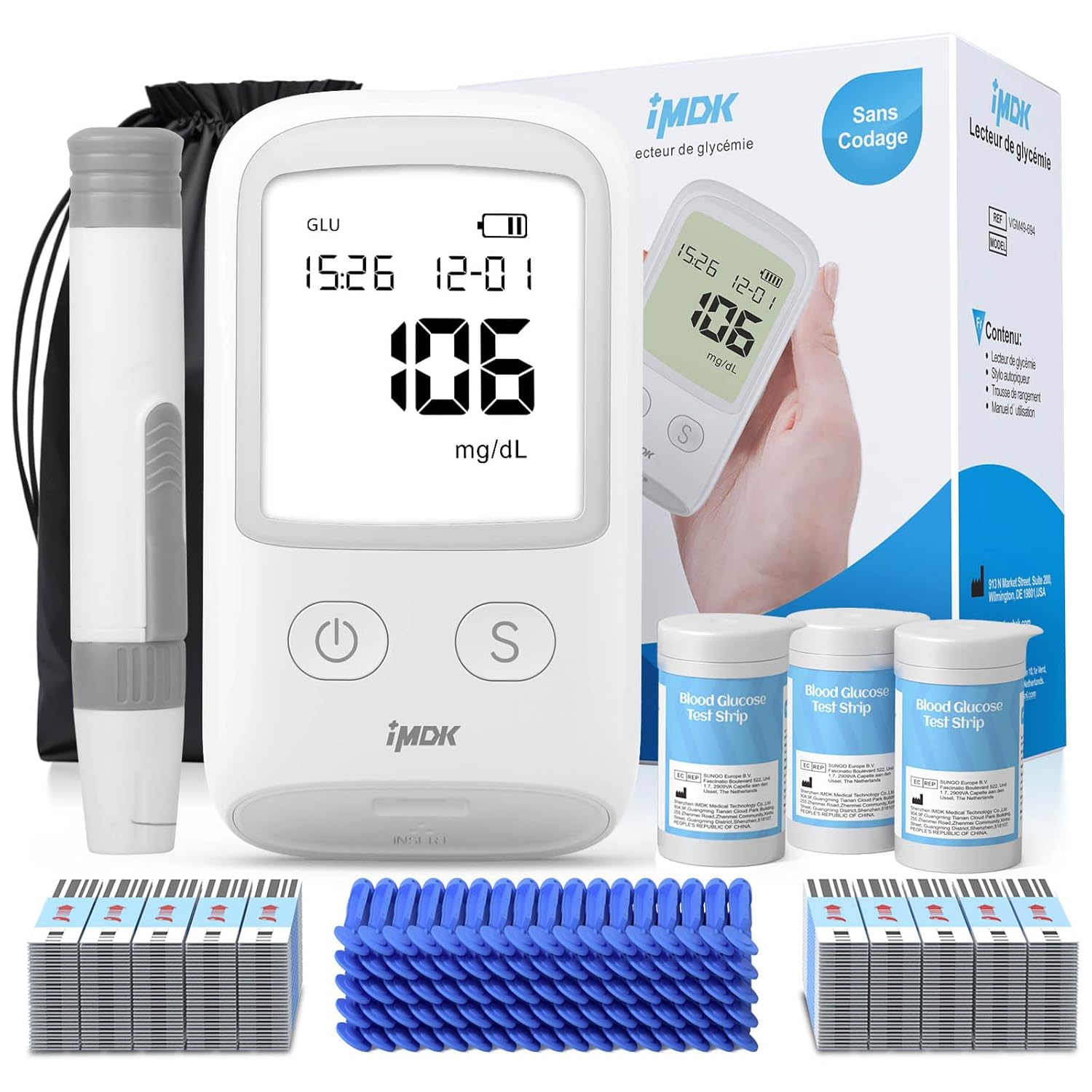 IMDK Blood Glucose Monitor Kit, 𝗖𝗹𝗶𝗻𝗶𝗰𝗮𝗹𝗹𝘆 𝗔𝗰𝗰𝘂𝗿𝗮𝘁𝗲 Blood Sugar Test ...